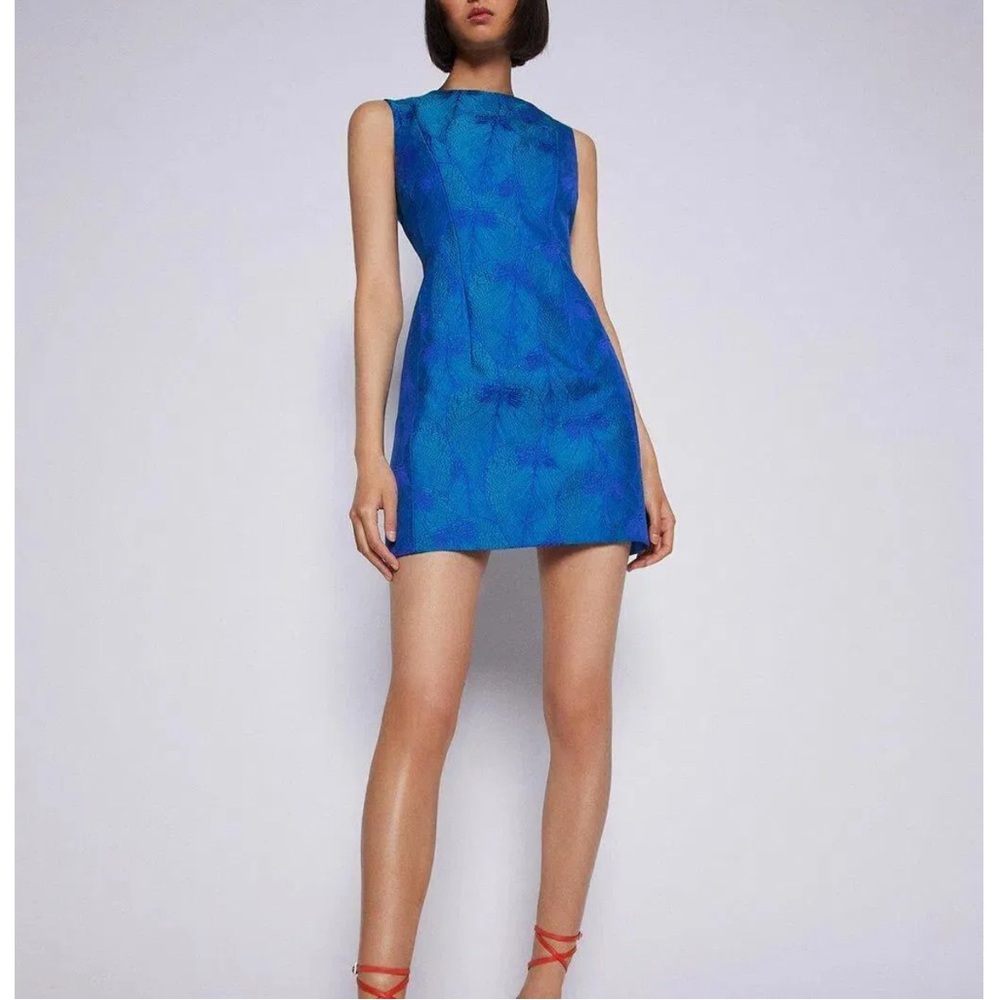 SCANLAN & THEODORE / TROPICAL BROCADE DRESS COBALT / size 4 US